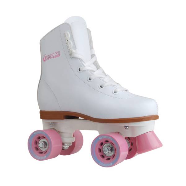 Glitter Silver/Teal/Pink Chicago Skates Girls Fashion Quad Skates with Flashing Lights Size 1