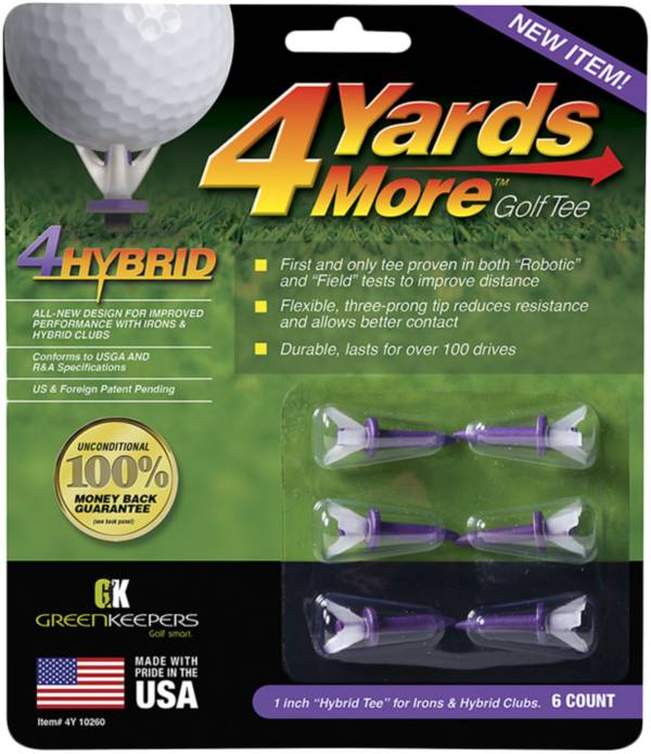 GreenKeepers 1” Hybrid 4 More Yards Golf Tees 6 Pack Dick's