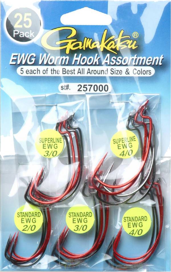 Gamakatsu EWG Worm Hook Assortment - 25 Pack