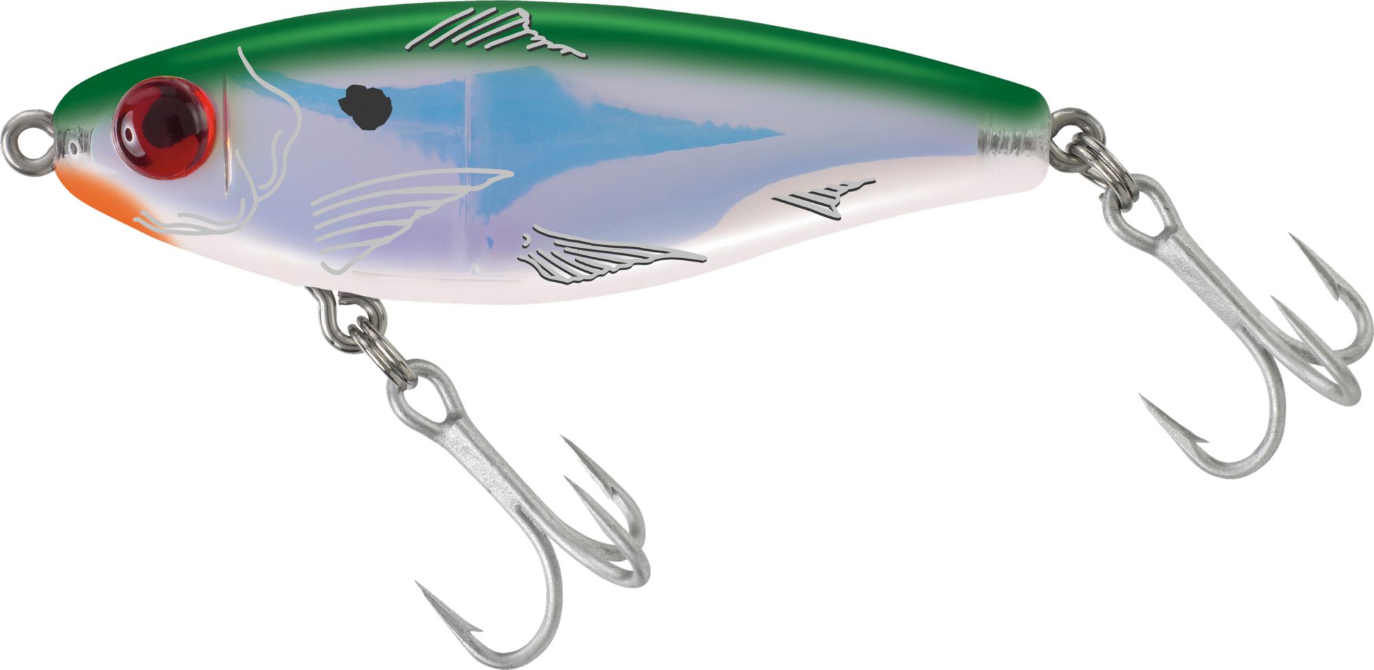 Mirrolure Mirrodine XL Fishing Lure - 3 1/8" Green/White/Silver Broken Glass Twitch Bait