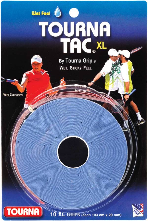 Tourna Tac Tennis Badminton XL Overgrip 10 Pack Wet Feel White 
