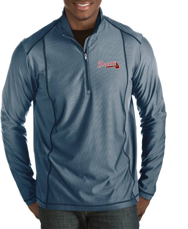 Antigua Men's Atlanta Braves Tempo Navy Quarter-Zip Pullover