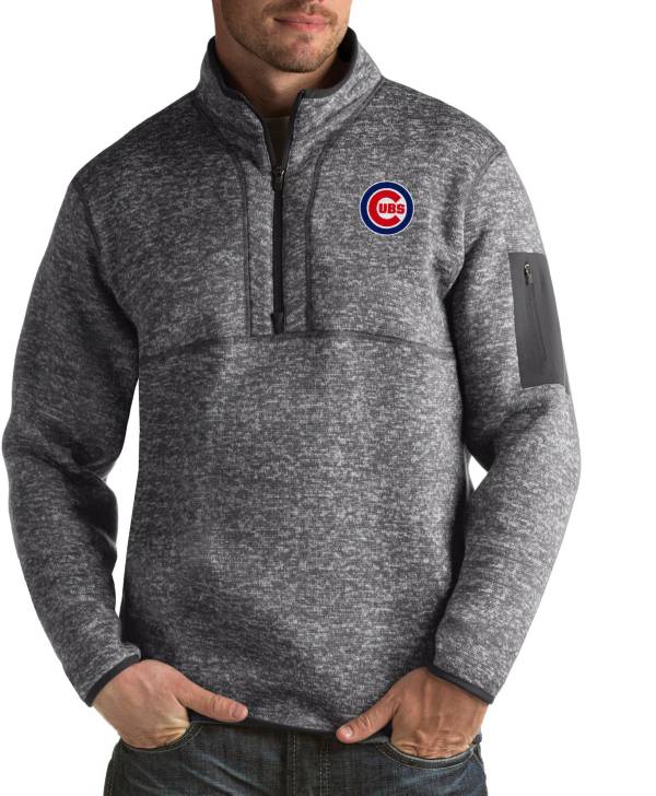 Antigua Men's Chicago Cubs Fortune Grey Half-Zip Pullover