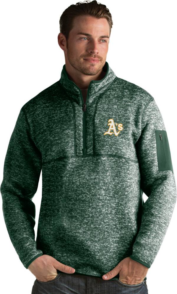 Antigua Men's Oakland Athletics Green Fortune Half-Zip Pullover