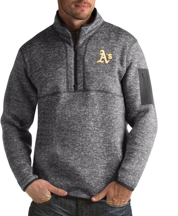 Antigua Men's Oakland Athletics Fortune Grey Half-Zip Pullover