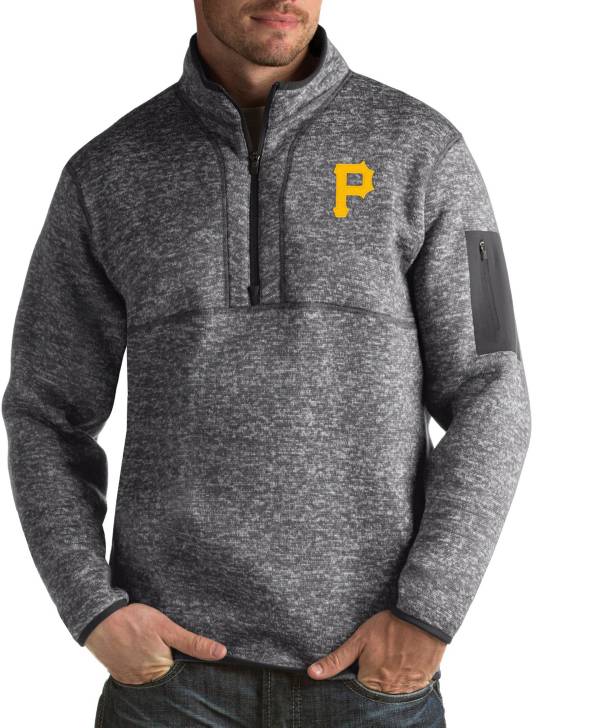 Antigua Men's Pittsburgh Pirates Fortune Grey Half-Zip Pullover