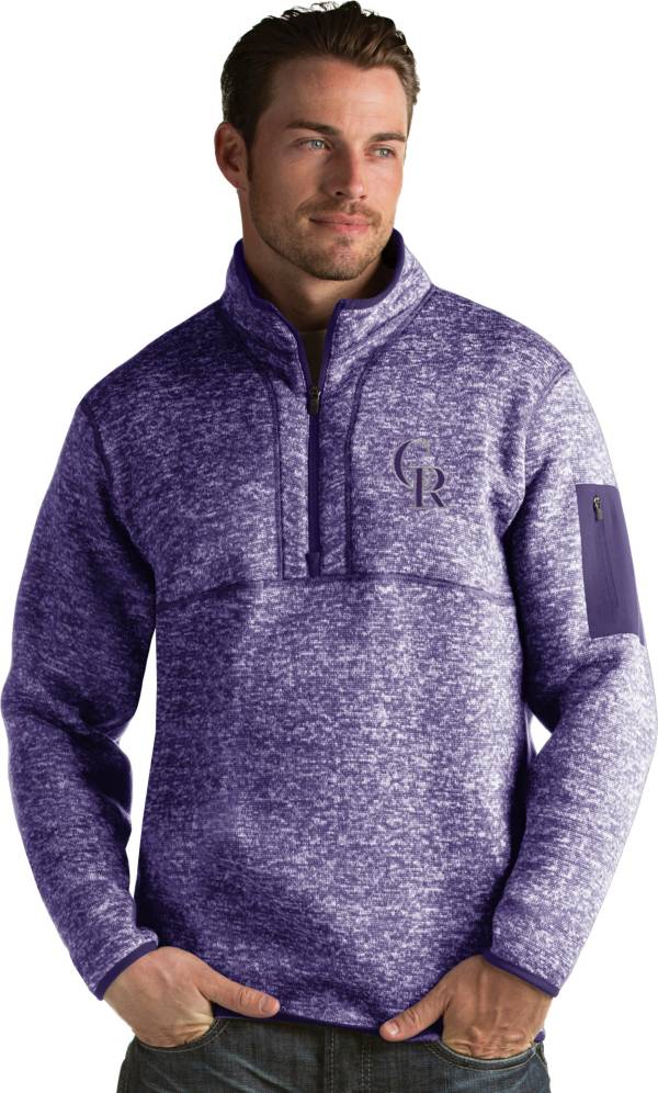 Antigua Men's Colorado Rockies Purple Fortune Half-Zip Pullover