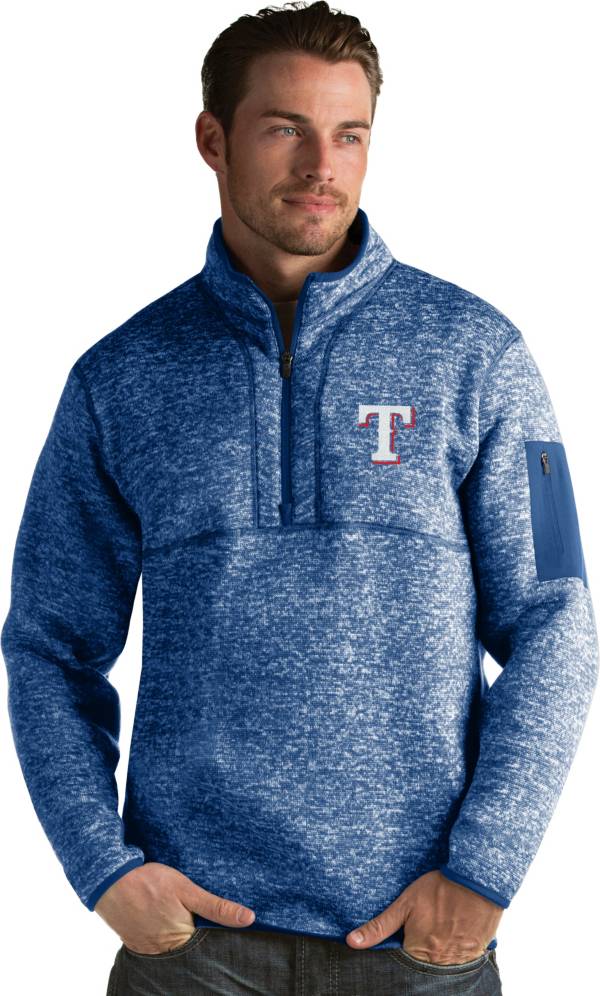 Antigua Men's Texas Rangers Royal Fortune Half-Zip Pullover