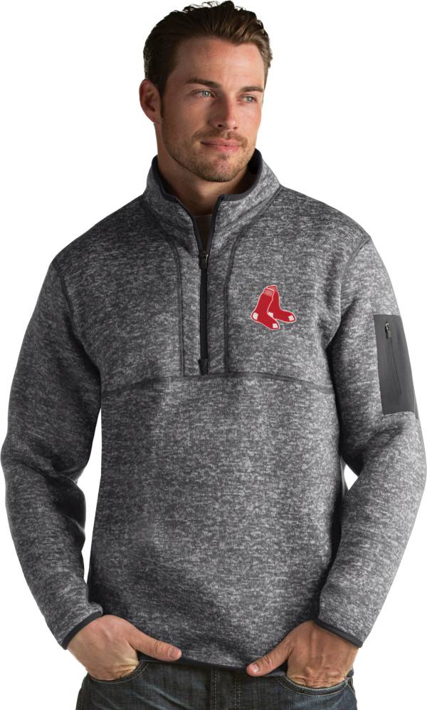 Antigua Men's Boston Red Sox Fortune Grey Half-Zip Pullover