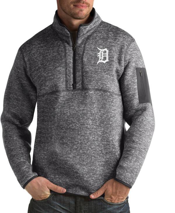 Antigua Men's Detroit Tigers Fortune Grey Half-Zip Pullover