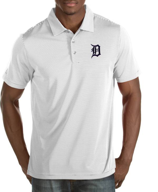 Antigua Men's Detroit Tigers Quest White Performance Polo