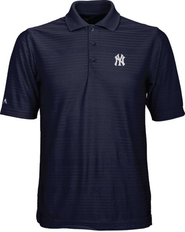 Antigua Men's New York Yankees Illusion Navy Striped Performance Polo