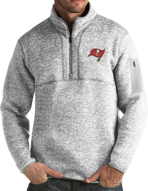 Antigua Men's Tampa Bay Buccaneers Fortune Grey Pullover Jacket