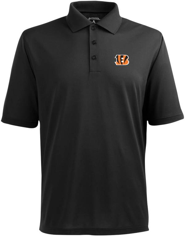 Antigua Men's Cincinnati Bengals Pique Xtra-Lite Black Polo