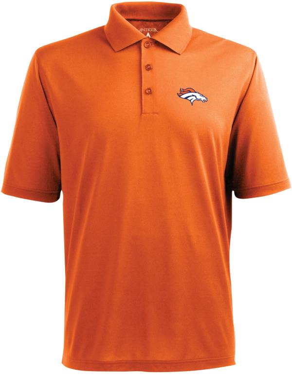 Antigua Men's Denver Broncos Pique Xtra-Lite Orange Polo