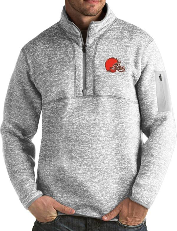 Antigua Men's Cleveland Browns Fortune Grey Pullover Jacket