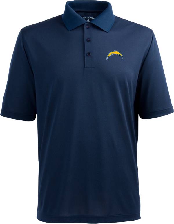 Antigua Men's Los Angeles Chargers Pique Xtra-Lite Navy Polo