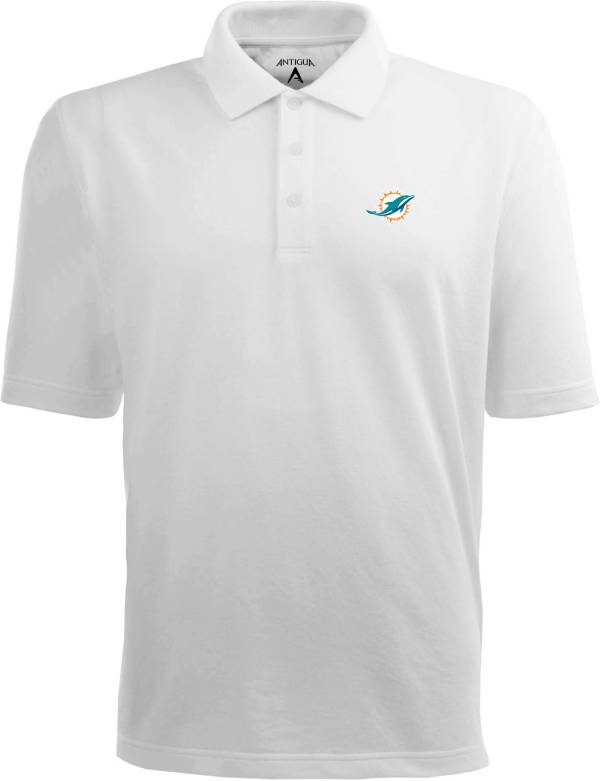 Antigua Men's Miami Dolphins White Xtra-Lite Pique Polo