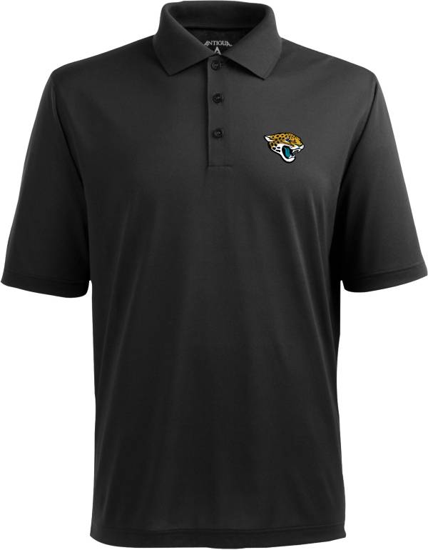 Antigua Men's Jacksonville Jaguars Pique Xtra-Lite Black Polo