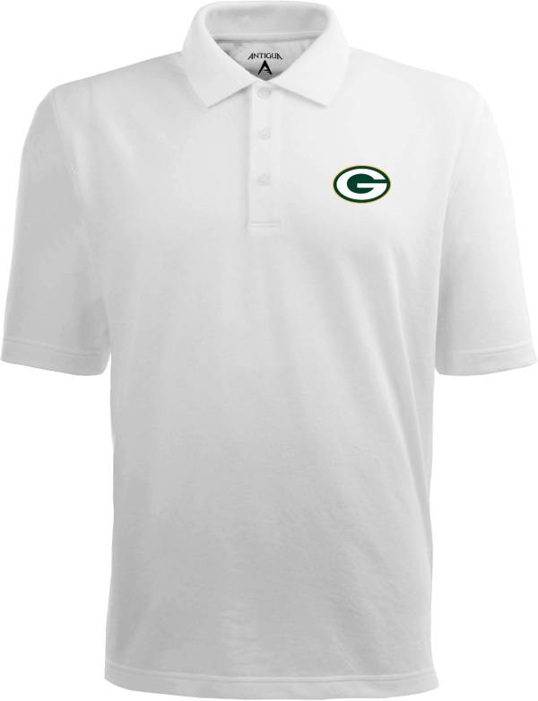 Antigua Men's Green Bay Packers Pique Xtra-Lite White Polo