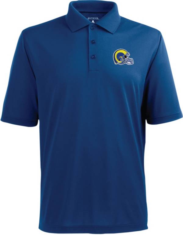 Antigua Men's Los Angeles Rams Throwback Pique Xtra-Lite Royal Polo