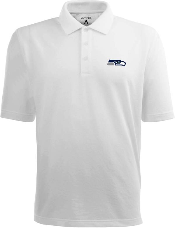 Antigua Men's Seattle Seahawks Pique Xtra-Lite White Polo