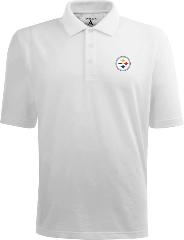Antigua Men's Pittsburgh Steelers Pique Xtra-Lite White Polo product image