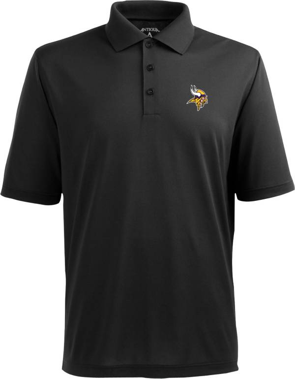 Antigua Men's Minnesota Vikings Pique Xtra-Lite Black Polo