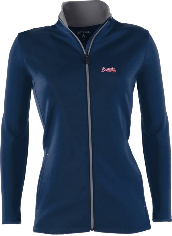 Antigua Women's Atlanta Braves Leader Navy Full-Zip Jacket