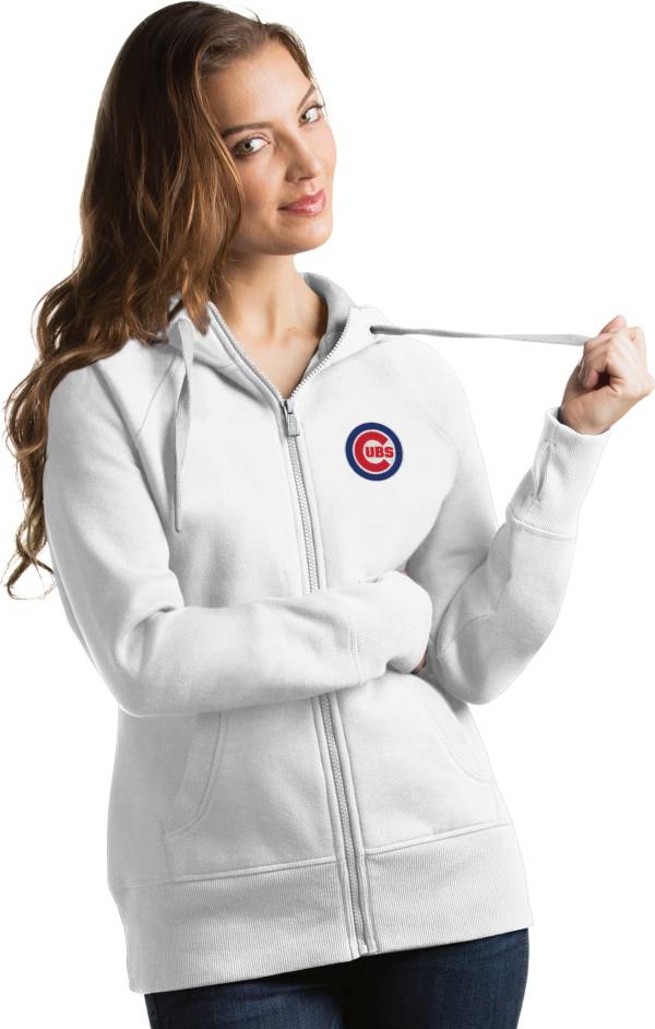 Antigua Women's Chicago Cubs White Victory Full-Zip Hoodie