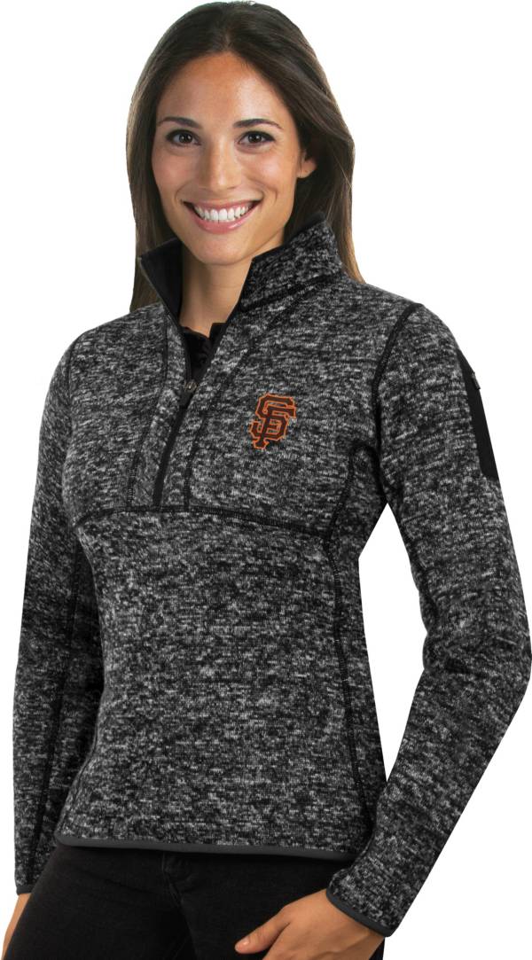 Antigua Women's San Francisco Giants Black Fortune Half-Zip Pullover