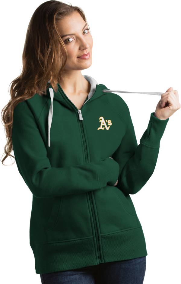 Antigua Women's Oakland Athletics Green Victory Full-Zip Hoodie