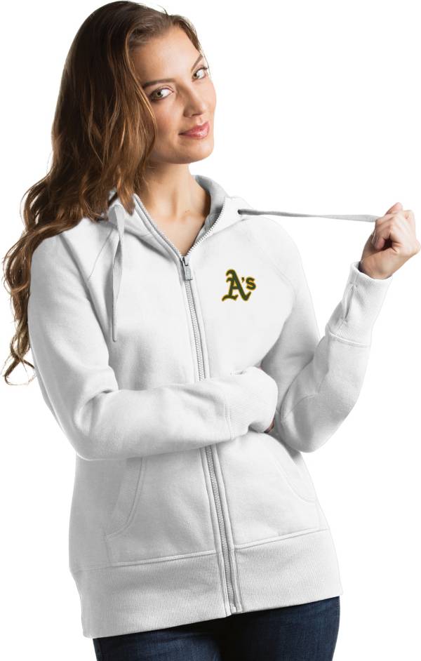 Antigua Women's Oakland Athletics White Victory Full-Zip Hoodie