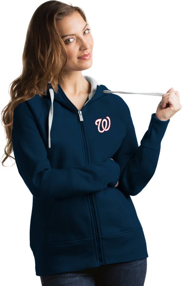 Antigua Women's Washington Nationals Navy Victory Full-Zip Hoodie