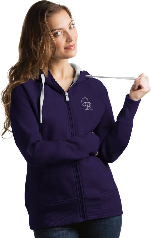 Antigua Women's Colorado Rockies Purple Victory Full-Zip Hoodie