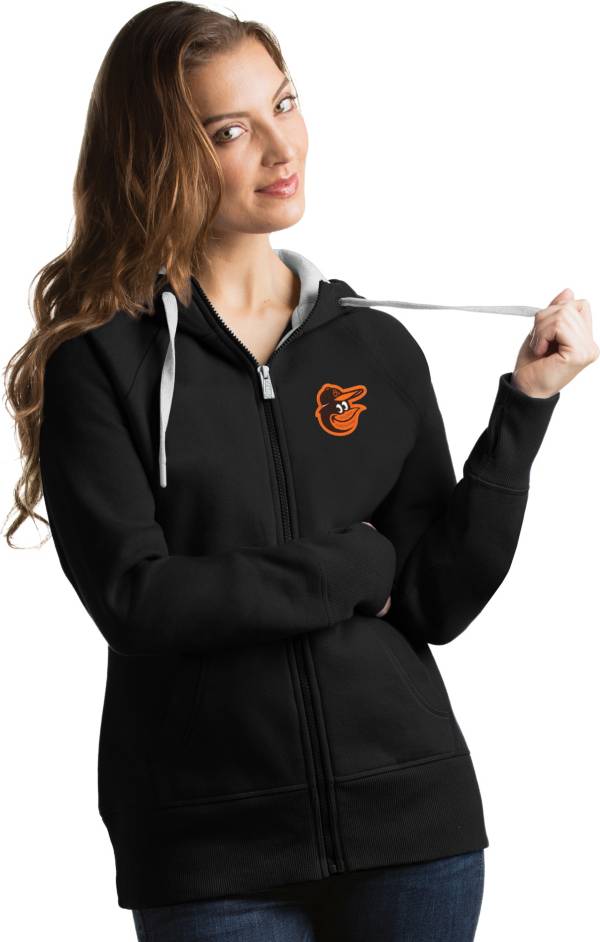 Antigua Women's Baltimore Orioles Black Victory Full-Zip Hoodie