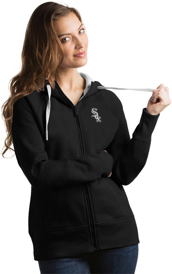 Antigua Women's Chicago White Sox Black Victory Full-Zip Hoodie