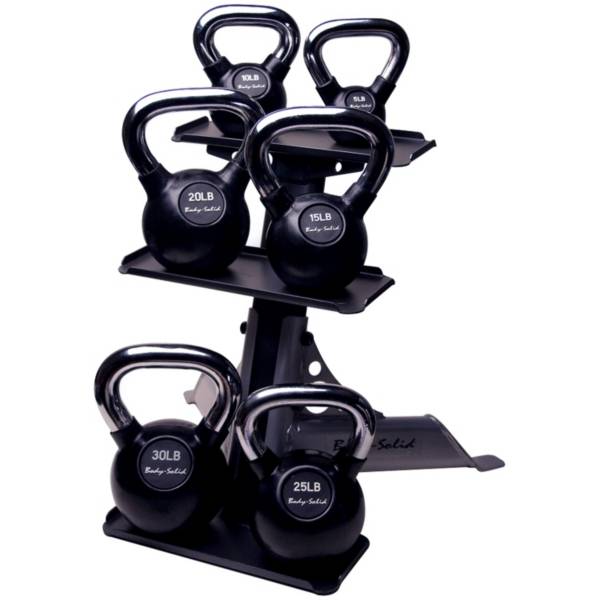 Body Solid 105 lb Kettlebell Set with Rack