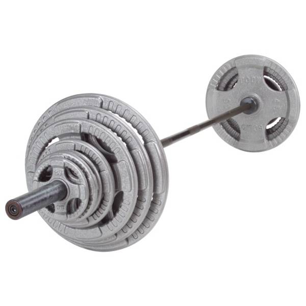 Body Solid 300 lb Cast Grip Olympic Weight Set with Black Bar