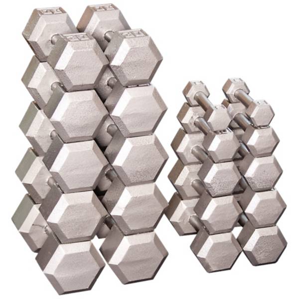 Body Solid Grey Hex 5-50 lb Dumbbell Set product image