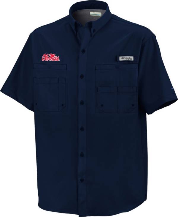 Columbia Men's Ole Miss Rebels Blue Tamiami Short Sleeve Performance Shirt