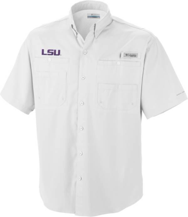Columbia Men's LSU Tigers White Tamiami Performance Shirt