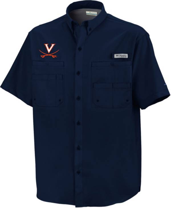 Columbia Men's Virginia Cavaliers Blue Button-Down Performance Short Sleeve Shirt