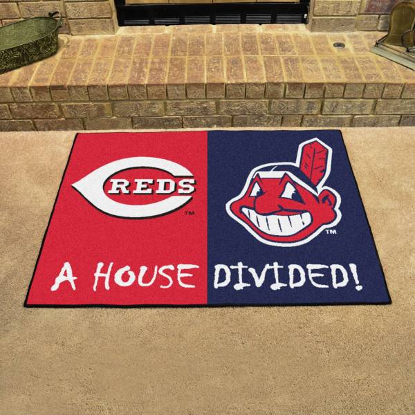 FANMATS Cincinnati Reds-Cleveland Indians House Divided Mat