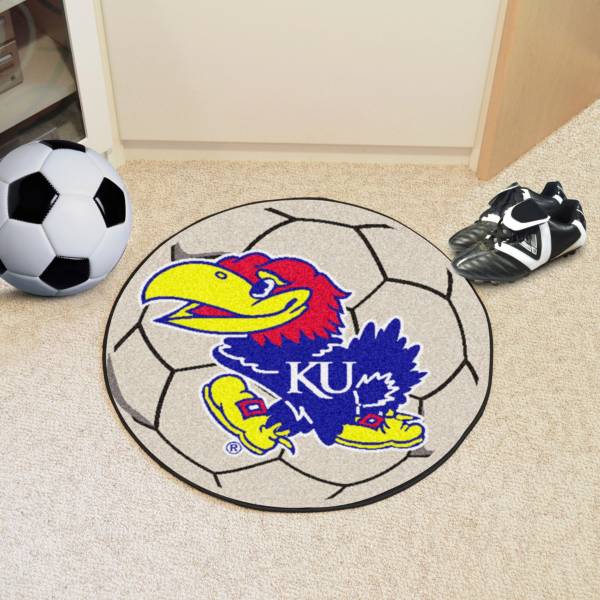 FANMATS Kansas Jayhawks Soccer Ball Mat