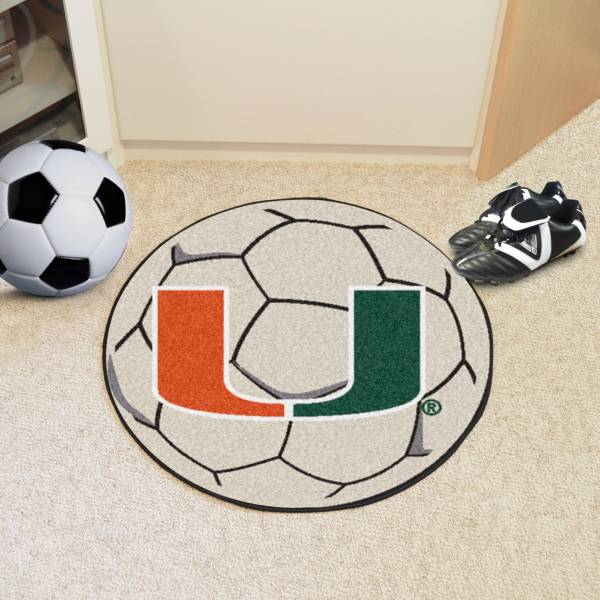 FANMATS Miami Hurricanes Soccer Ball Mat