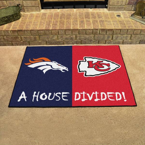 FANMATS Denver Broncos-Kansas City Chiefs House Divided Mat