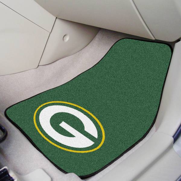 FANMATS Green Bay Packers 2-Piece Printed Carpet Car Mat Set