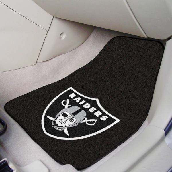 FANMATS Las Vegas Raiders 2-Piece Printed Carpet Car Mat Set