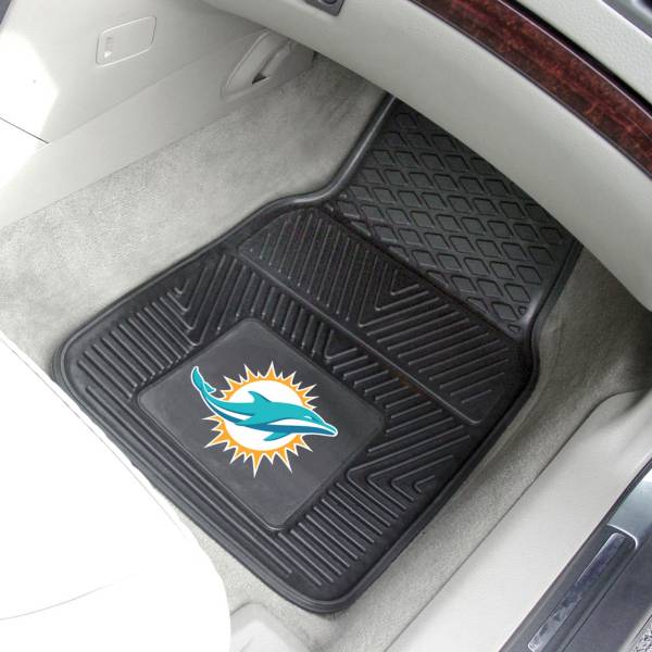 FANMATS Miami Dolphins 2-Piece Heavy Duty Vinyl Car Mat Set